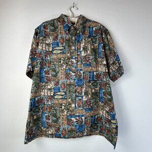 Reyn Spooner Half Button Down Shirt Mens XL Multicolor Short Sleeve Hawaiian